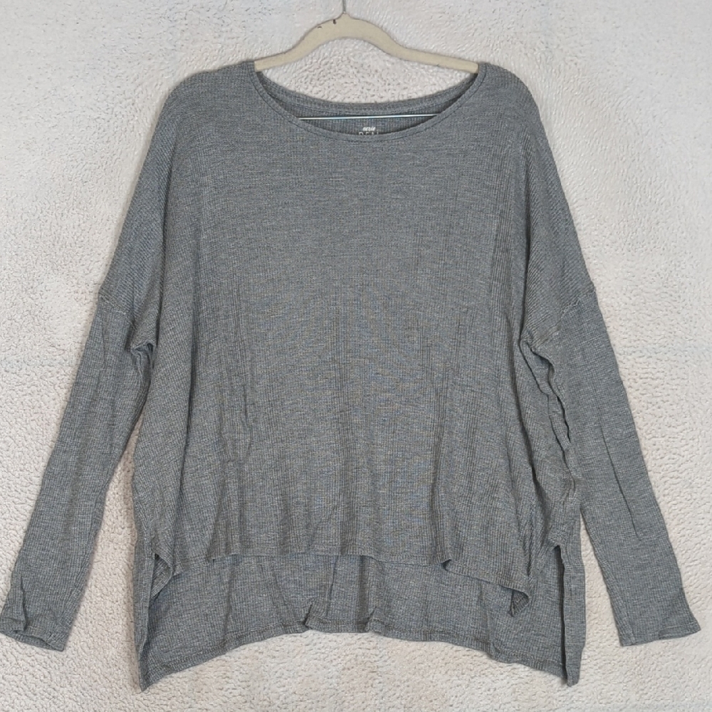 Aerie Women's Gray Waffle Knit Oversized Long Sleeve Shirt Size S